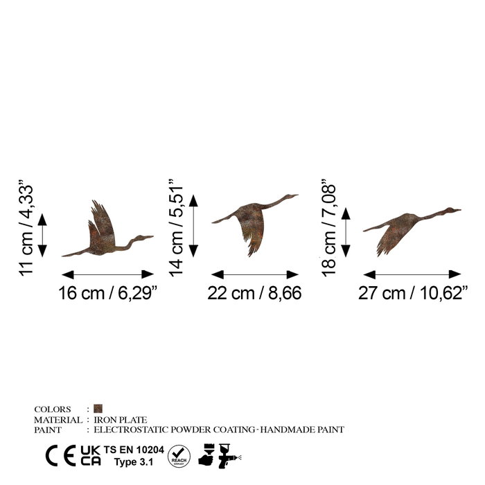 Wallity Rusty Birds 1 Decoración de Pared de Metal